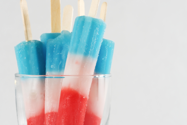 Ice lollies with red, white and blue sections.