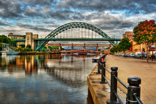 The waterfront and bridges of Newcastle-upon-Tyne.